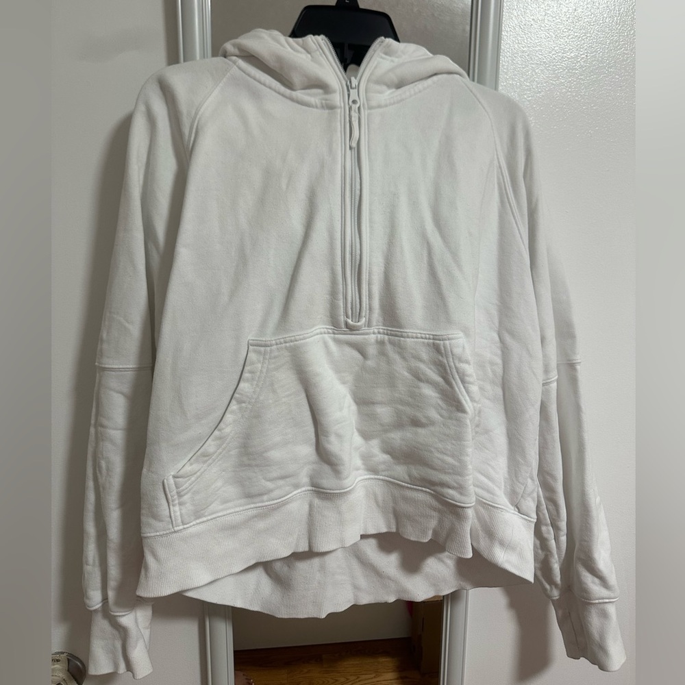 Aerie White Zip-Up Hoodie Size Large